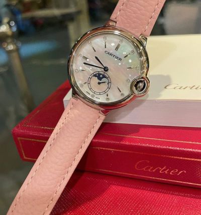 Cartier 36*8MM Imported Swiss Quartz Movement Silver Bezel Women's Watch
